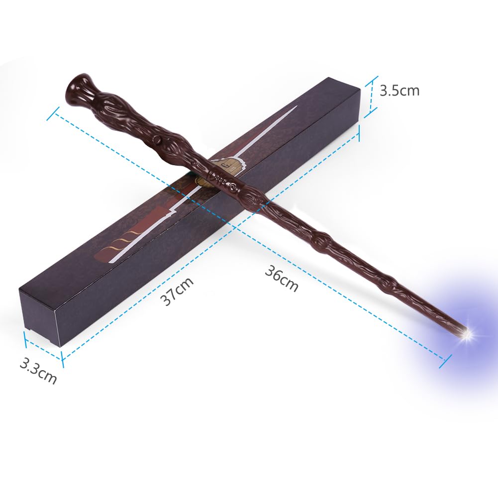 Aomig Bacchetta Magic, Mago Bacchetta con Luce e Suono,Bacchetta Magica in Plastica Magic Giocattolo per Bambini, Cosplay Props Costume da Festa Accessorio (Marrone)