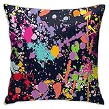 VARUN Throw Pillow Covers Colorful Paint Splatter Square Pillowcase for Home Decor Sofa Car Bedroom Pillow case 18x18inch