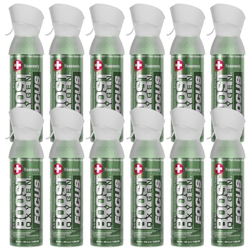 Boost Oxygen Medium Focus Rosemary Aroma 5L Canister | Respiratory Support for Aerobic Recovery, Altitude, Performance & Health (12 Pack)