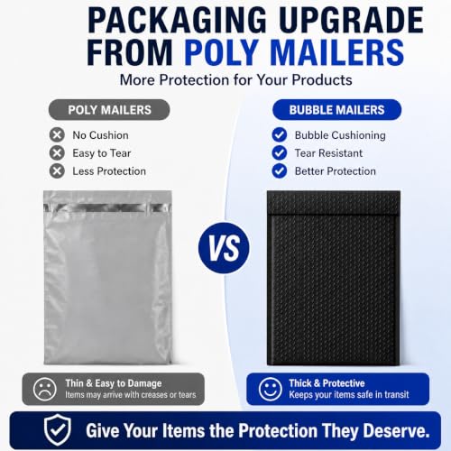Image of Fuxury Bubble Mailers 14.5x20 inch 15 Pack Black Extra Large Padded Envelopes Usable Size 14.5x19 inch Self Seal Bubble Envelopes Padded Mailers Shipping Bags for Mailing book Clothes Small Business #7