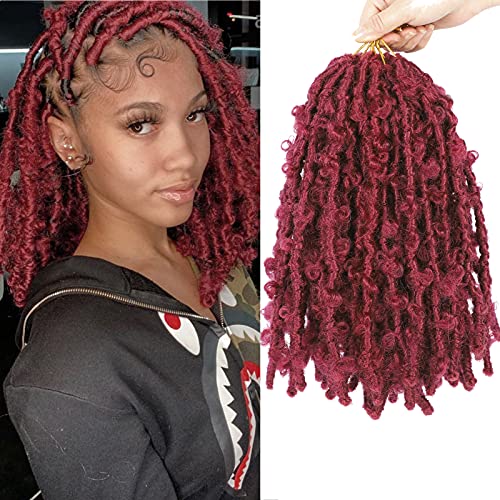 72 Strands Butterfly Locs Crochet Hair 6 Packs Short 12 Inch Natural Messy Butterfly Faux Locs Bob Crochet Braids Distressed Locs Pre-Looped Synthetic Braiding Hair Extensions for Women