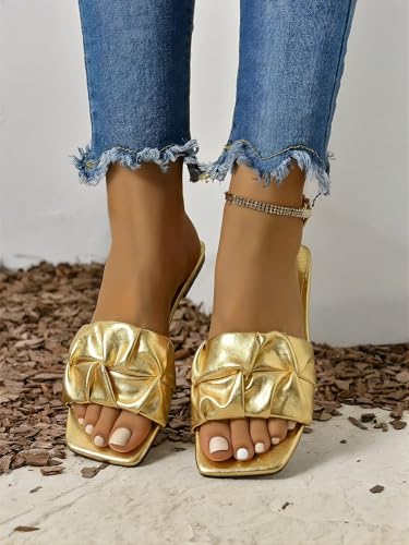 Image of GORGLITTER Women's Summer Cute Flat Sandals Dress Slide Sandals Square Toe Wedding Shoes Vacation Trendy Sandals 2026