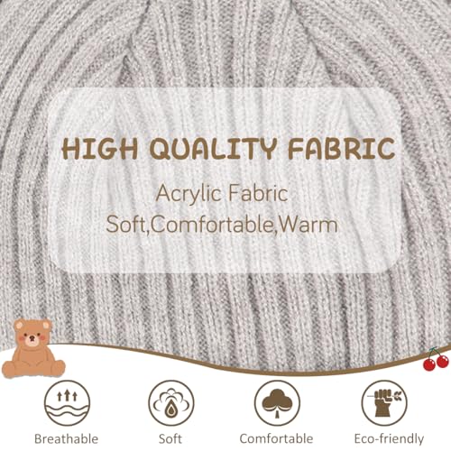 Personalized Baby Beanies Hats, Custom Embroidered Name Knitted Toddler Winter Bear Ear Hat4