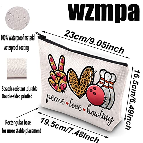 Wzmpa Bowling Cosmetic Makeup Bag Bowling Lover Gifts Peace Love Bowling Ball Zipper Pouch For Women Girls (Peace Love Bowling) #TOP1