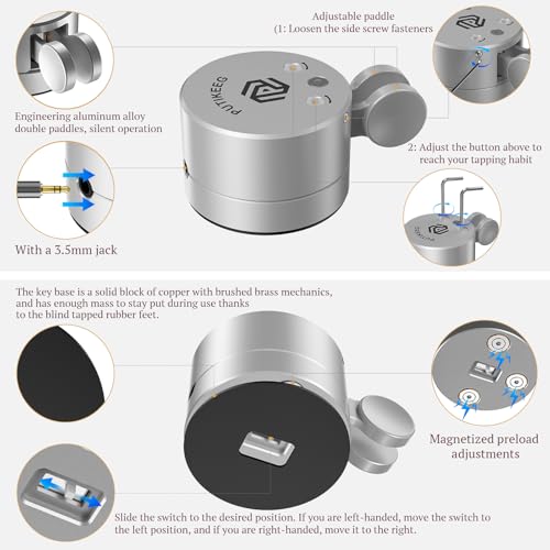 Image of Putikeeg Mini Morse Code Key - CW Dual Paddle with Magnetic Base, Magnetic Return Paddles Morse Lambic Key for Amateur Ham Radio (Silver) (Silver)