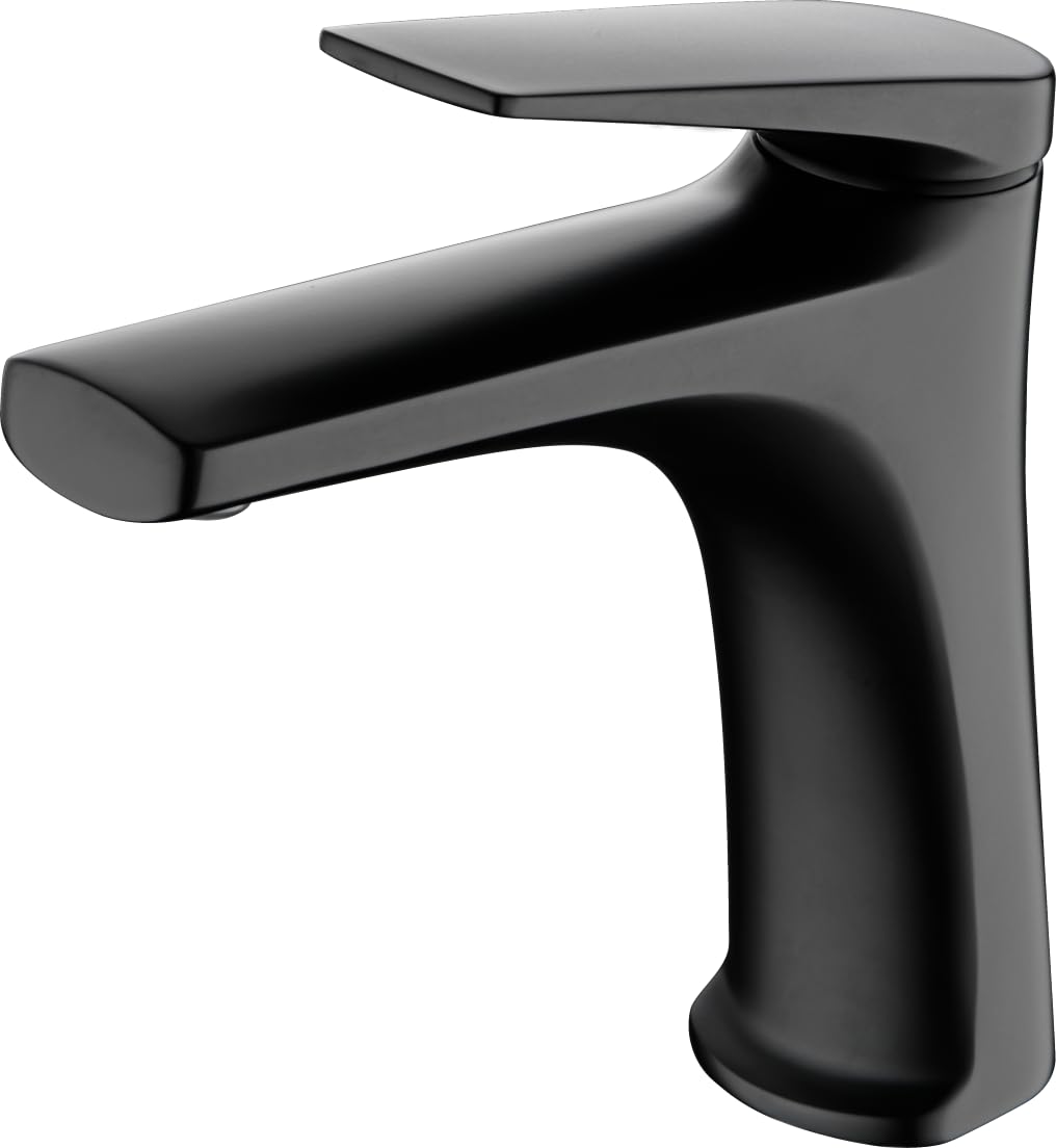 IMEX Grifo Monomando Lavabo - SERIE DELOS Grifo de Latón Acabado en Negro Mate con Cartucho Cerámico de Ø28 mm y Flexos de 3/8", Diseño Moderno y Funcional.