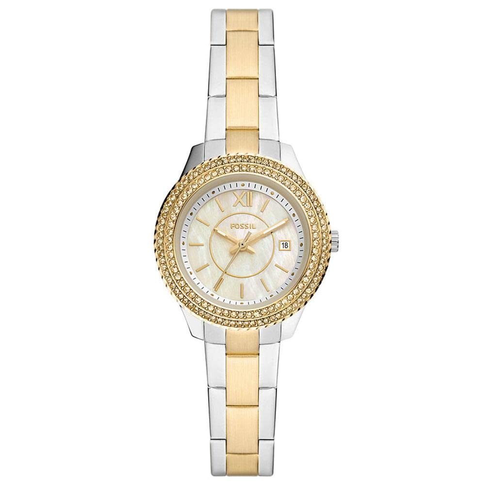 Fossil Orologio Stella per donna, Movimento al quarzo con data a tre lancette e cinturino in acciaio inossidabile
