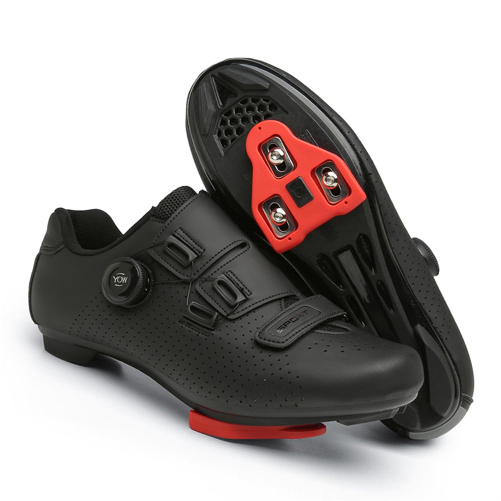 JiuQing Uniseksowe skórzane buty rowerowe kompatybilne z butami Peloton Indoor Outdoor Road Racing z blokami Delta