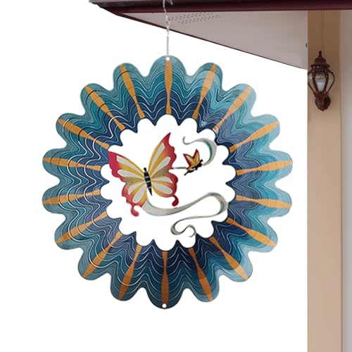 Escultura de Viento de Mariposa 3D: hilandera de Metal Colgante, decoración jardín cinético | Ornamento con energía eólica para Espacios al Aire Libre, balcón o Arte de césped, Colorido Vie