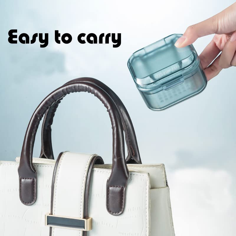 Miniatura 3 de MURRI&MURRDI Estuche de retenedor, caja de baño para dentaduras postizas con cesta de colador, funda protectora bucal, vaso limpiador de frenos,