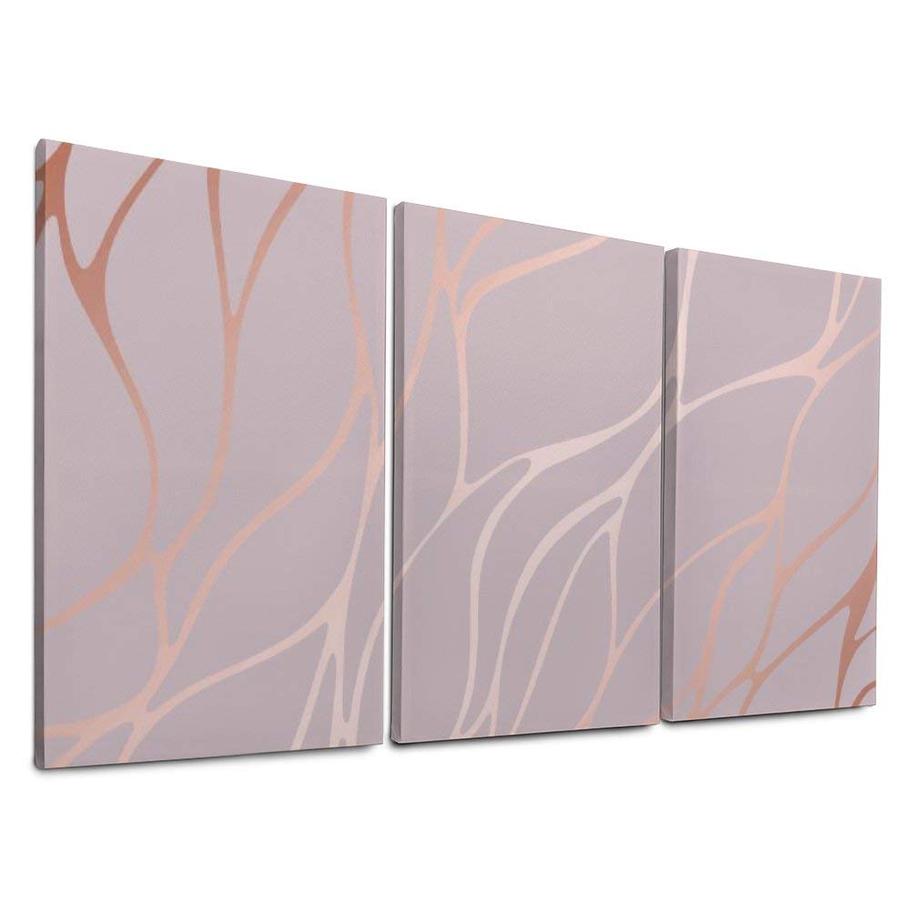 YATELI Giclee for Living Room Modern Bathroom Marble Pattern 3 Panels Grey Wall Decor Canvas Prints Stretched and Framed