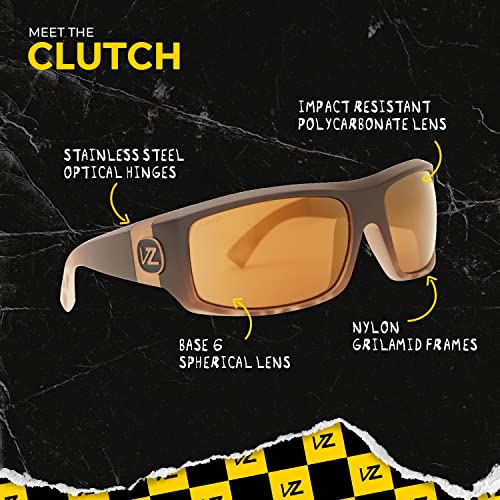 Image of VonZipper Clutch Polarized Polarized Sunglasses for Men and Women Leopard Shark Satin with Rectangle Clutch Polarized Gold Chrome Impact-resistant polycarbonate lens Sun Glasses with UV and HEV