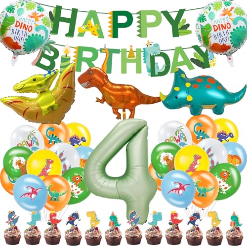 Fizdoqg Dino Geburtstag Deko 4 Jahre Dino Geburtstagsdeko Luftballon