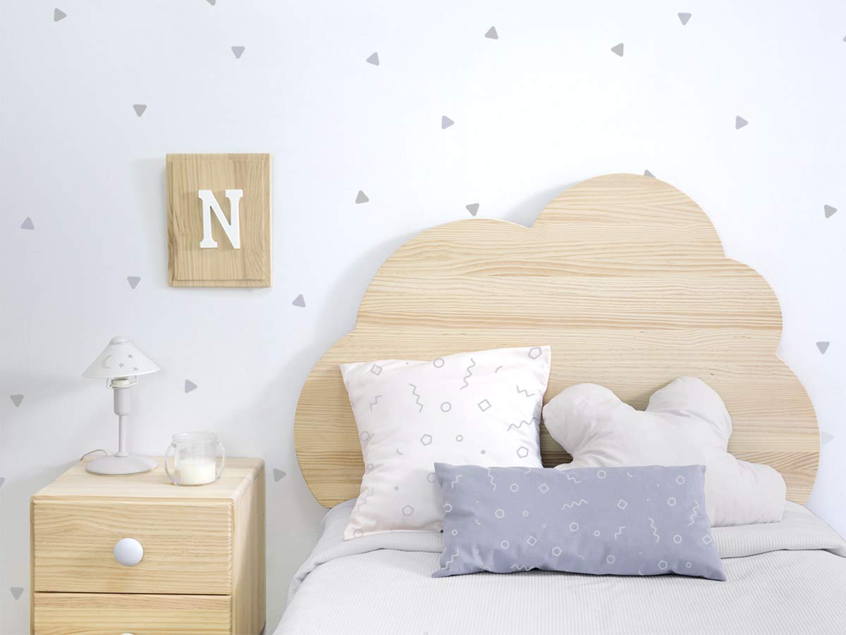Bainba Cabecero Infantil Madera Natural. Nube con Luz (Cabecero 90)