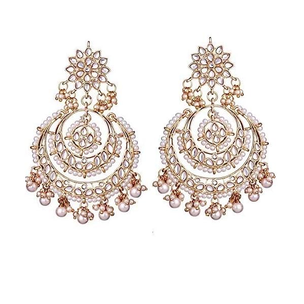 I Jewels 18K Gold Plated Alloy Kundan Stones Earrings For Women