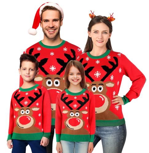 Image of XiaoMoSha Unisex Ugly Sweater Christmas Women Men Holiday Knit Pullover Matching Ugly Christmas Sweater for Men Women Kids