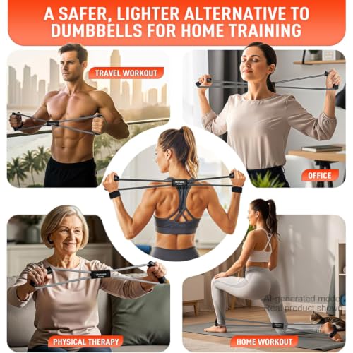 Image of Figure 8 Resistance Bands for Arm, Back - 3-Level Latex Heavy Exercise Bands with Handles for Strength Training, Full Body Workout, Physical Therapy, Pilates, Yoga, Home Gym Equipment for Women