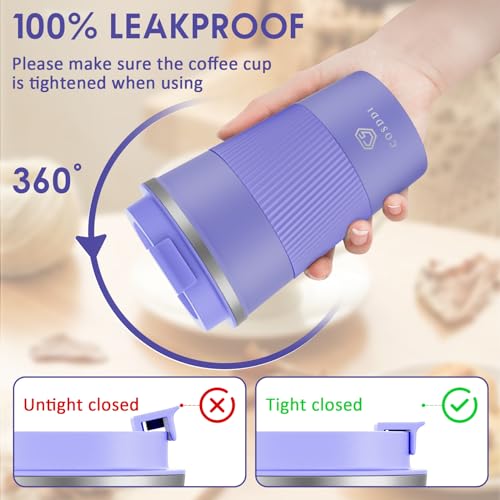 CS COSDDI Travel Mugs, Insulated Coffee Cup with Leakproof Lid, Reusable Coffee Cups Travel, Car Coffee Cup - Image 3