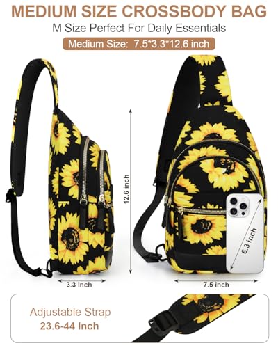 Image of Capolo Sling Bag for Women Men Waterproof Crossbody Bags for Women Trendy Casual Fanny Pack with Convertible Shoulder Strap Chest Bag for Travel Hiking(Sunflower, Medium)