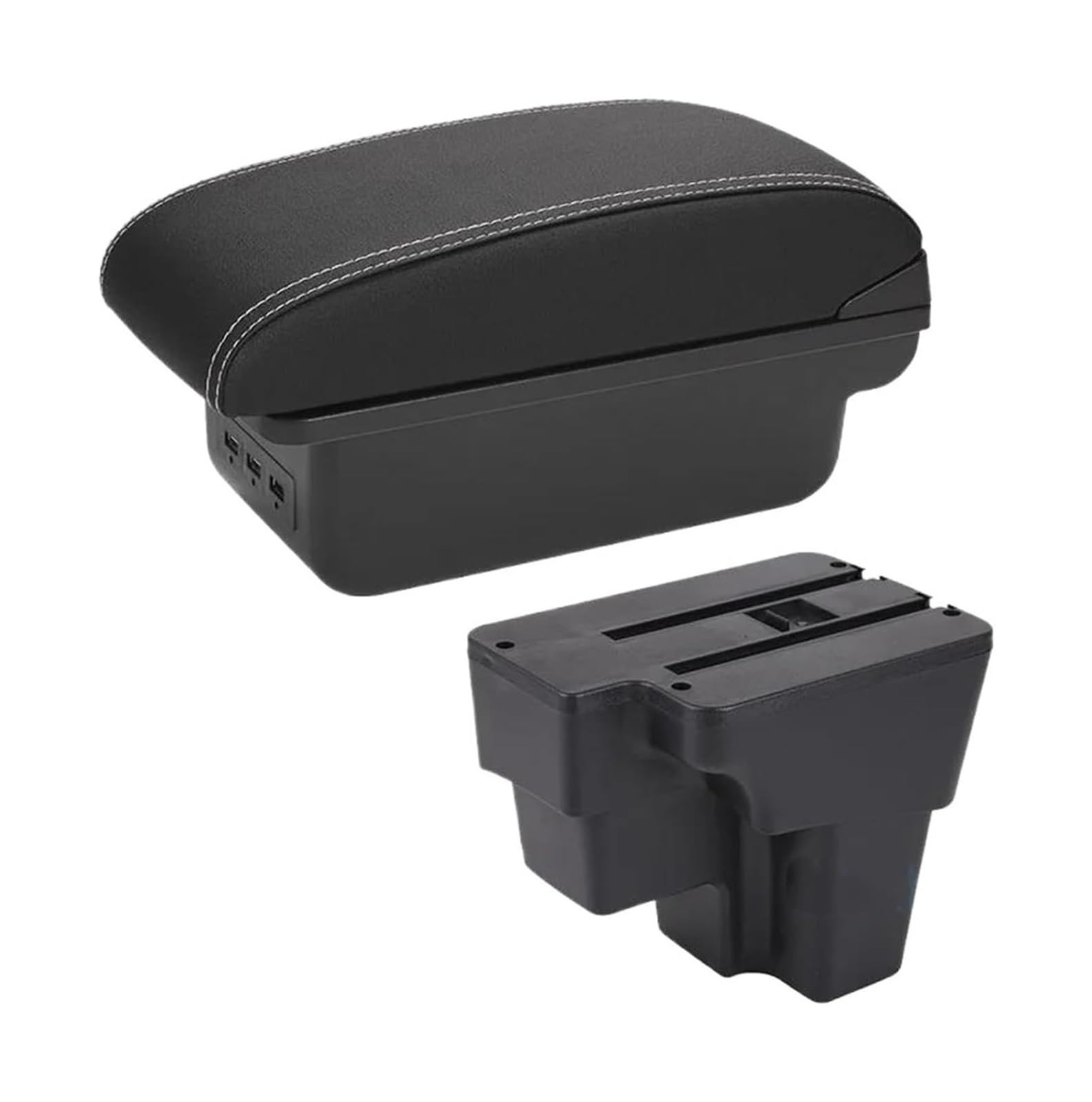 HCKCLMBMZW Car Armrest Retrofit Part Storage Box Accessorie For KIA For Rio For STONIC Lx For Cerato Car Armrest Center Console(B3 Black White 3usb)