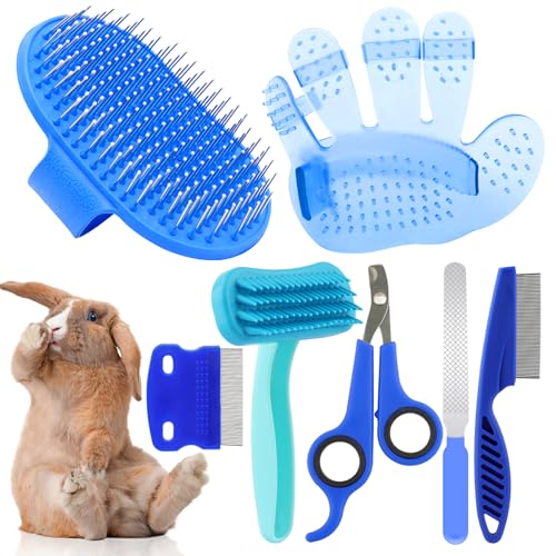 Rabbit Grooming Kit, Rabbit Brush for Shedding with Bunny Nail Clipper, Rabbit Nail Trimmers with...
