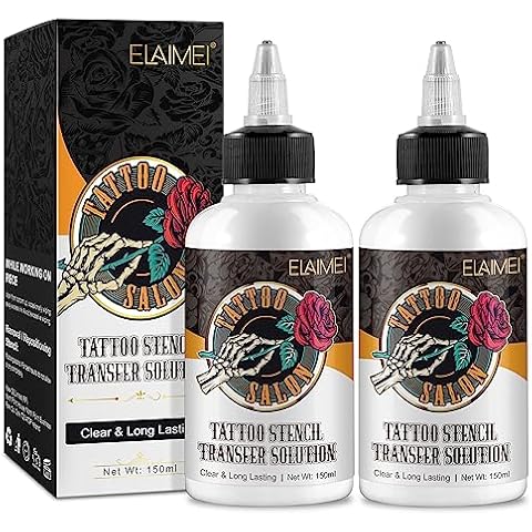 2 Pack Tattoo Stencil Transfer Gel Solution, Professional Tattoo Stencil Gel, Stencil Magic Cream, Tattoo Application Solution for Transfer Paper Machine Stencils, Clear & Long-Lasting Cover