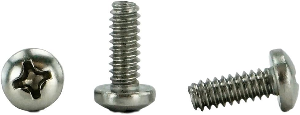 Chenango Supply Stainless 6-32 x 3/8inches (1/4inches to 3inches Lengths Available) Pan Head Machine Screws, Full Thread, Phillips Drive, Stainless Steel 18-8, Machine Thread (100 pcs, 6-32 x 3/8)