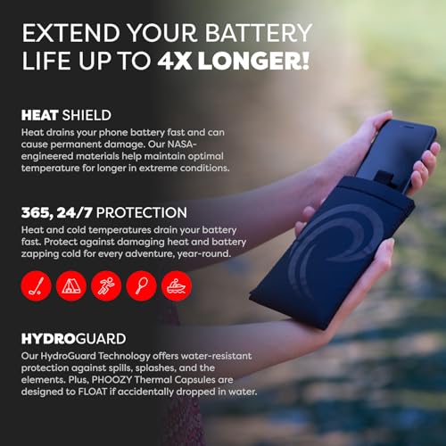 Image of PHOOZY Apollo II Thermal Phone Case with NASA-Derived Technology - Extends Battery Life 4X in Hot or Cold Weather - Military Grade 8-Foot Drop Protection Insulated Pouch - Large Black