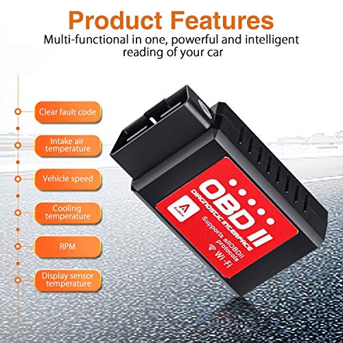 Audew Car WiFi OBD2 Scanner for iOS, Android and Windows Devices, Wireless OBDII Car Code Reader Scan Tool, Scanner Adapter Check Engine Diagnostic Tool Fit Most Vehicles