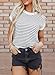 EVALESS Womens Sleeveless Sweater Vest Crew Neck Striped Tank Top Lightweight Knit Ribbed Casual Lightweight Spring Shirts Blue Large