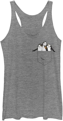 STAR WARS Last Jedi Porgs in My Pocket Débardeur dos nageur pour femme, Gris chi