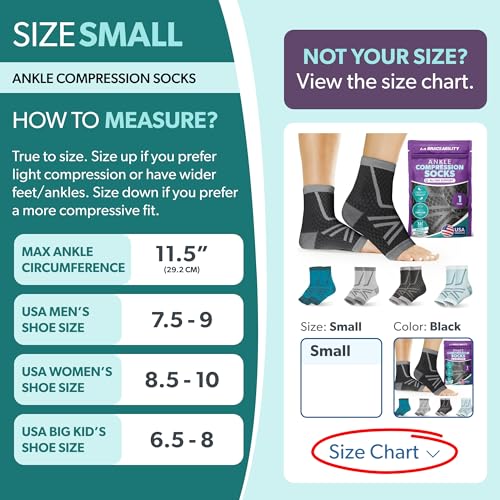 Image of BraceAbility Athletic Ankle Compression Socks for Men and Women - Toeless Running Ankle Brace Support Sleeves for Sports, Workouts, Plantar Fasciitis, Achilles Tendonitis, Foot Pain Relief (S - Black)
