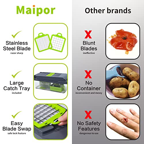Picador de legumes, picador de cebola profissional, picador de alimentos multifuncional 13 em 1, cor