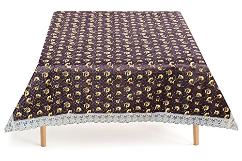 Image of The Furnishing Tree Waterproof Square Shaped Upto 6 Seater Printed Dining Table Cover Size 72x72 inches with White Border Lace