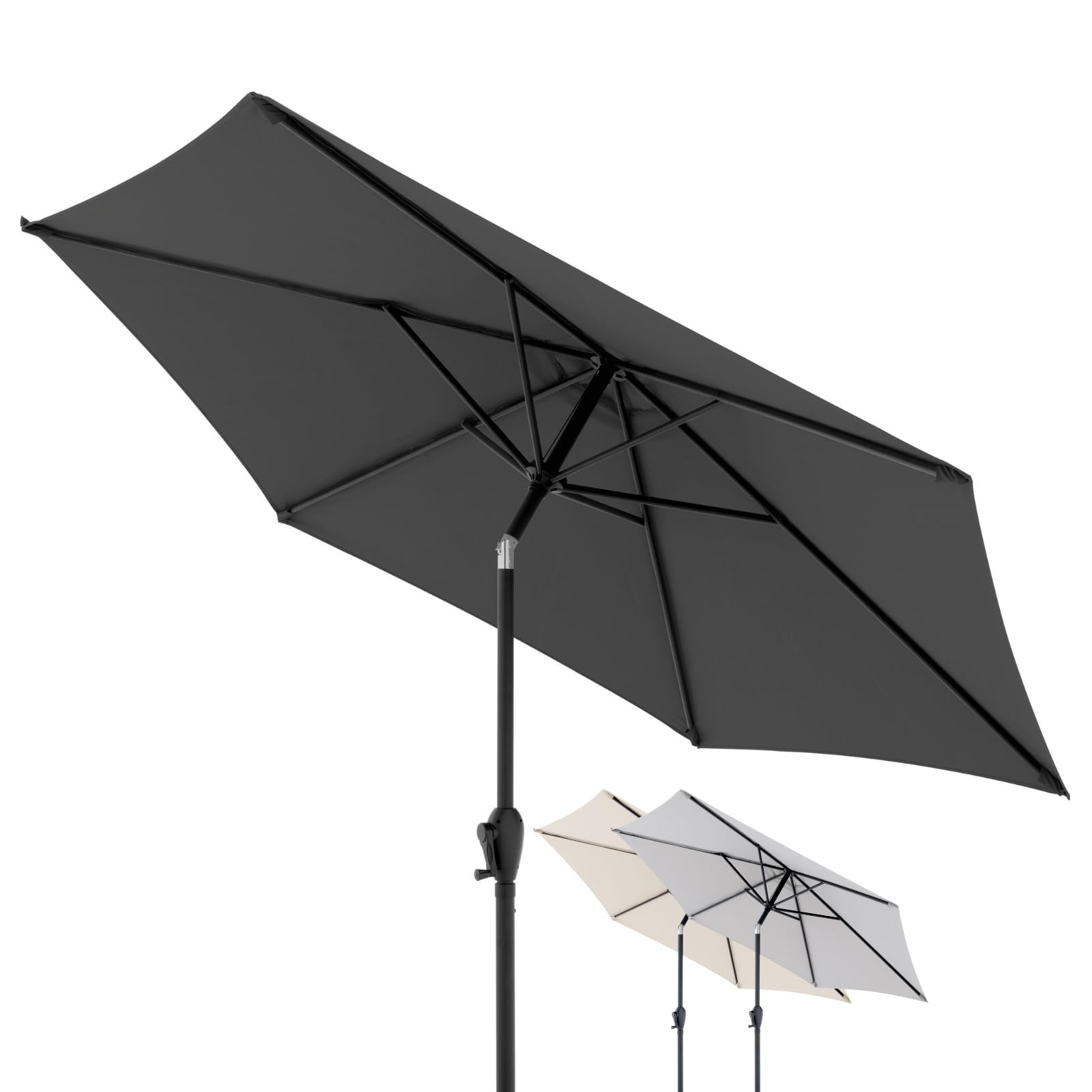 Doppler Sonnenschirm für den Garten Jack 250cm in Dunkelgrau - Runder Sonnenschirm für Balkon & Terrasse - Schirm knickbar - Balkonsonnenschirm - Kurbelschirm - Gartenschirm mit Kurbelfunktion