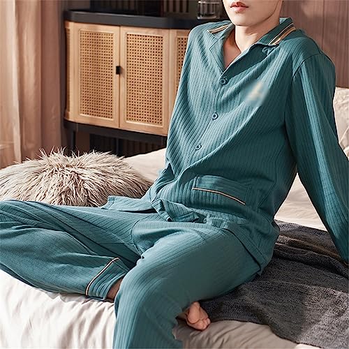 Spring and Autumn Pyjamas Men's Models Long-sleeved Loungewear Cotton Suit3