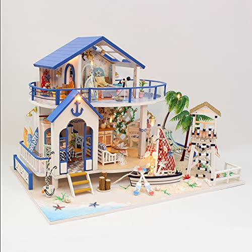 lvifloae DIY Kit,Mini Doll House Dollhouse Miniature DIY Mini House Kit with LED Lights and Furniture for Gift Set Birthday Gifts Home Decor (Style 3)