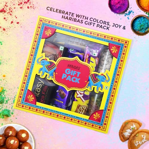 Image of HARIBAS Premium Chocolate Gift Pack, Assorted Chocolates and Cookies Hamper Diwali Gift Pack - 7‑in‑1