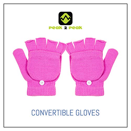 PEAK 2 PEAK Girls Earmuff and Convertible Fingerless Gloves Cold Weather Set4