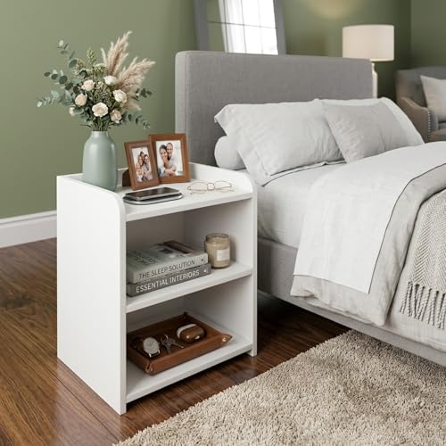 Image of Woodsy Wooden Side Table Table /Coffee /Bedside with Storage Side Table for Bedroom (White)