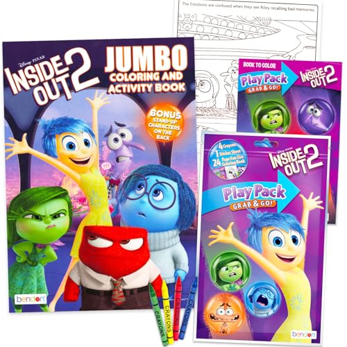 Inside Out Disney Coloring and Activity Book 2 Books Filled with Stickers, Posters, Coloring Activities