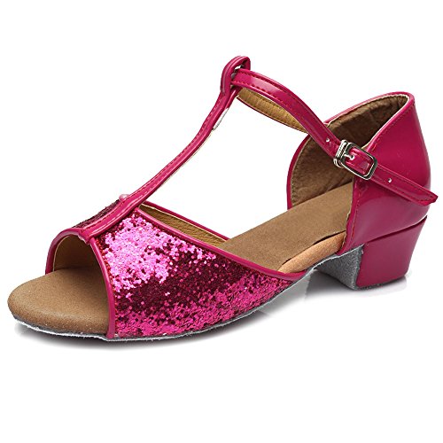 AOQUNFS Toddler Girls Latin Dance Shoes Low Heel Kids Salsa Ballroom Tango Dance Shoes,608