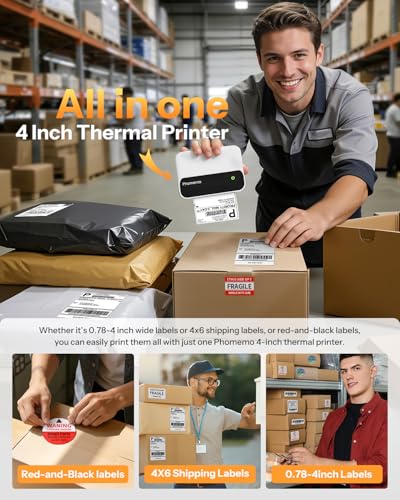 Image of Phomemo M420 Thermal Label Printer, 4x6 Portable Shipping Label Printer
