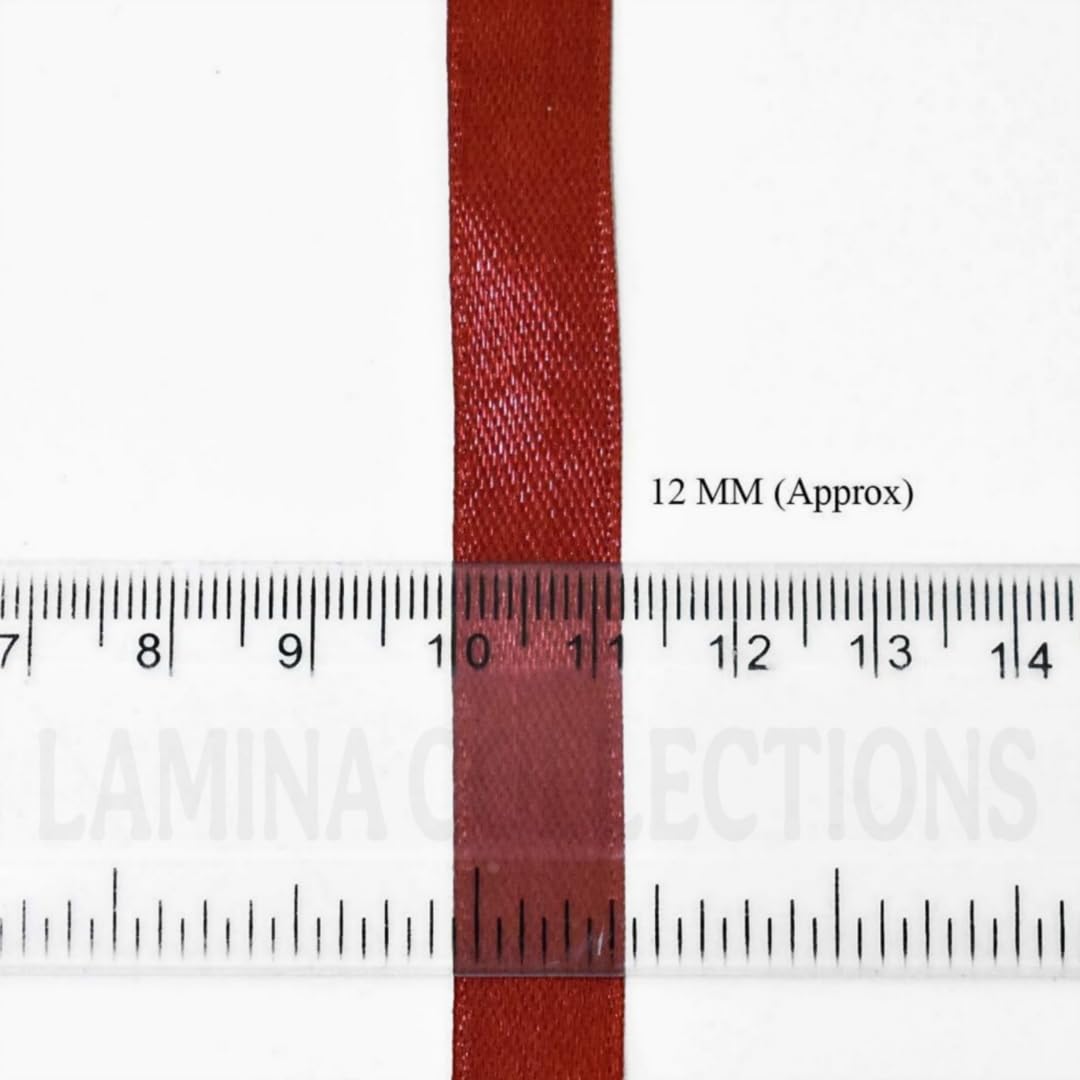 Lamina Collections Satin Ribbon Roll, 0.5" inch (12mm) Wide, 10 Meter Length (approx), for Wedding, Party Decoration, DIY Hair Accessories, Sewing, Gift Wrapping, Invitation Embellishments - MAROON Satin Ribbon Half Inch (Pack of 10) 2