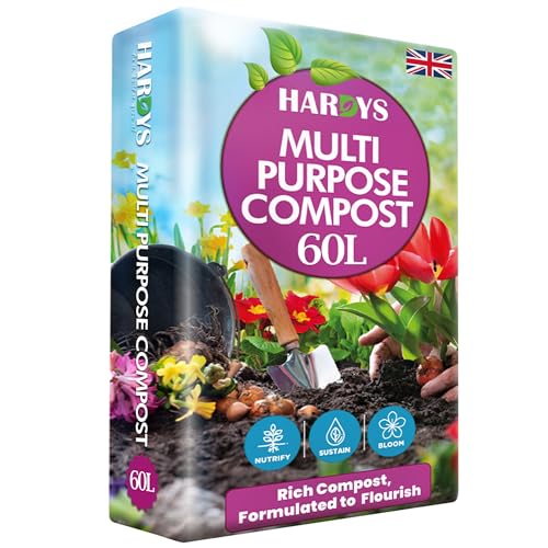 Hardys 60L Multi Purpose Compost - Potting & Seed Compost for Outdoor Plants | All Purpose Indoor Plants Potting | Nutrient Rich Fertiliser for Garden Pots Planter Beds