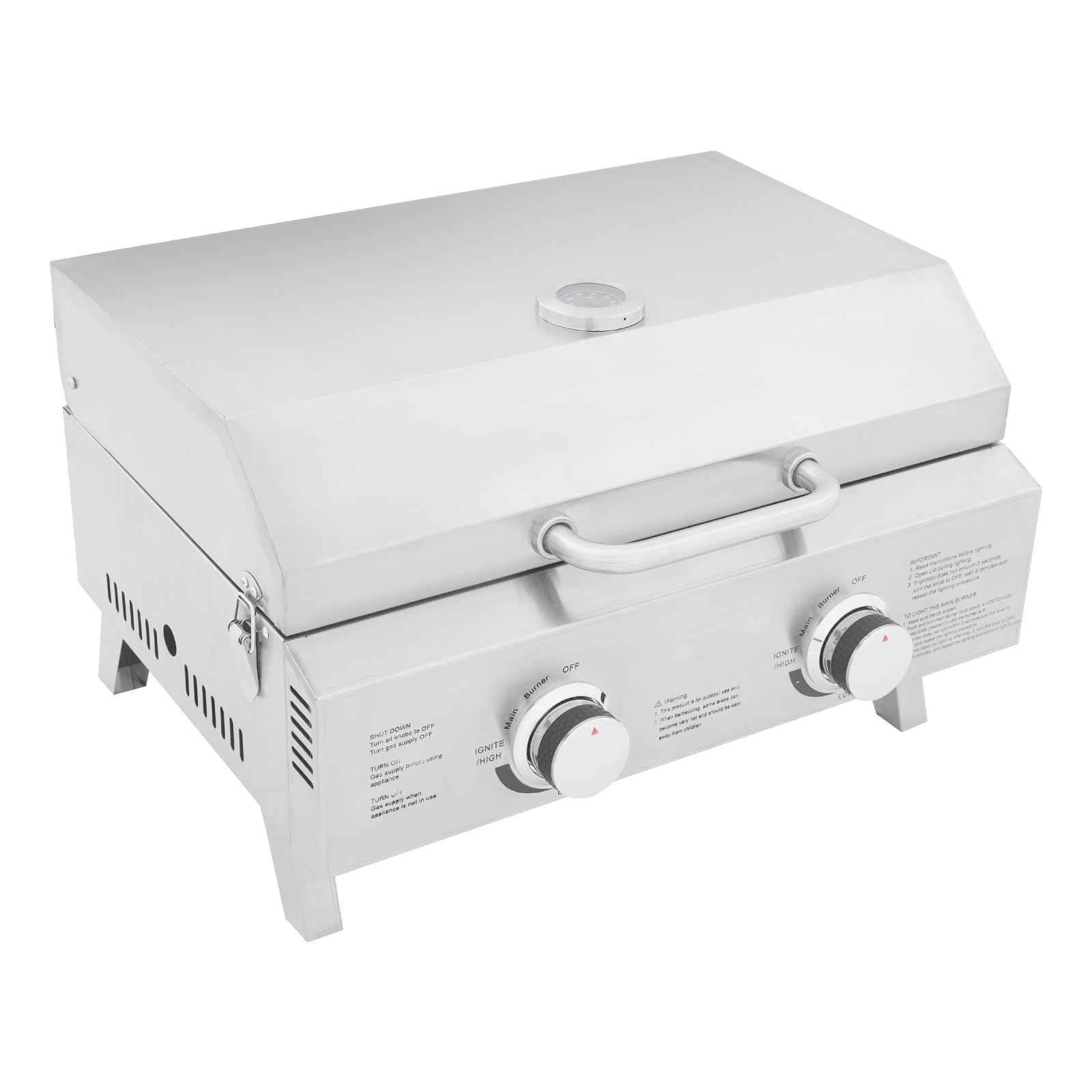 Barbecue à gaz portable en acier inoxydable avec 2 brûleurs, barbecue pliable pour arrière-cour, jardin, terrasse et pique-nique, 22 x 18 x 15 pouces