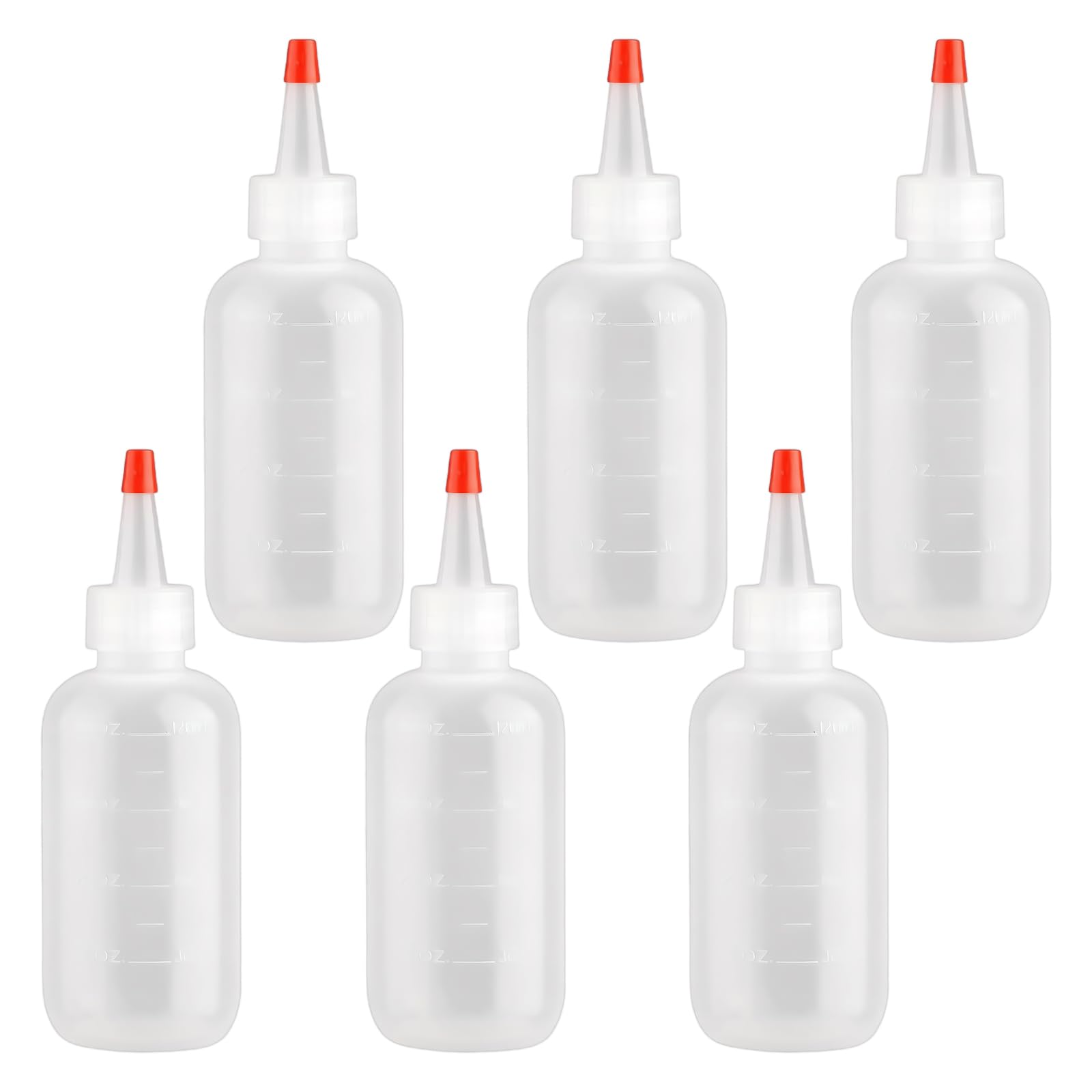 HEUIOP 9 Pcs 4oz/120ml Plastic Squeeze Bottles, Clear Seasoning Dispensers with Red Tip Caps, Graduated Applicator Bottle, Reusable Squeeze Containers Squirt Measurement Bottles for BBQ