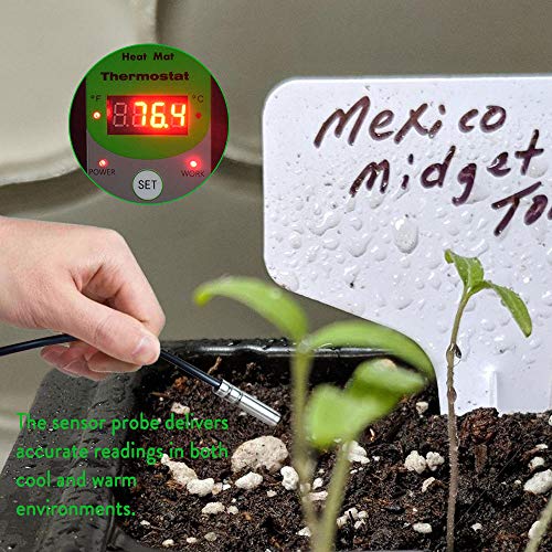 EACHON 10"x20.5" Seedling Heat Mat and Thermostat Controller IP65 Waterproof Seed Starting Plant Heating Pad (1020.5 Seed mat with Themostat) (Seed mat with Themostat)