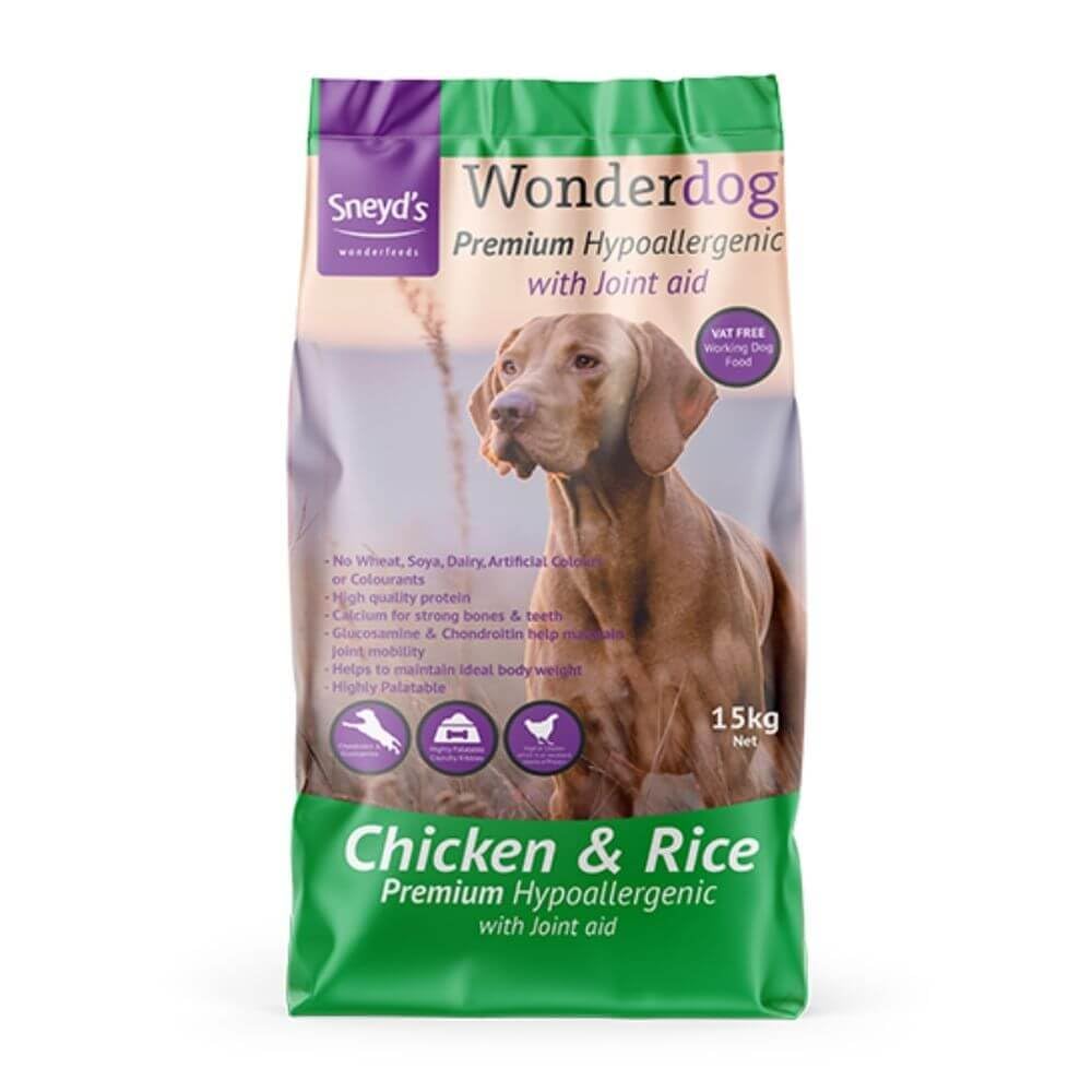 Hypoallergenic Dry Dog Food Chicken & Rice for Sensitive Stomachs & Dietary Sensitivities | 15kg with Joint Care