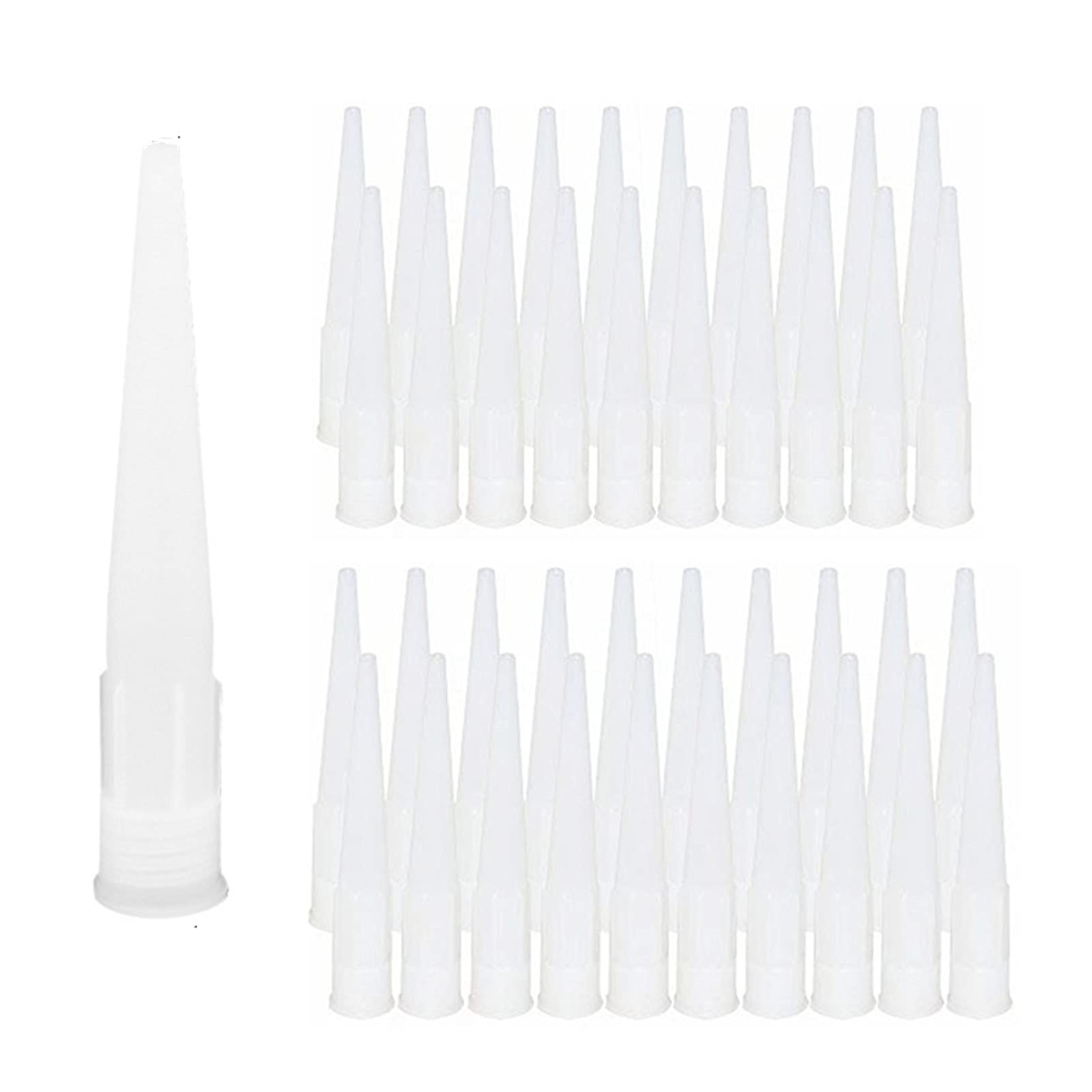 Xhbts White 180Pcs Plastic Caulking Gun Extender Caulk Nozzle Tip Tool For Sausage Caulking Gun, Caulk Nozzles Applicator, Easy To Use,